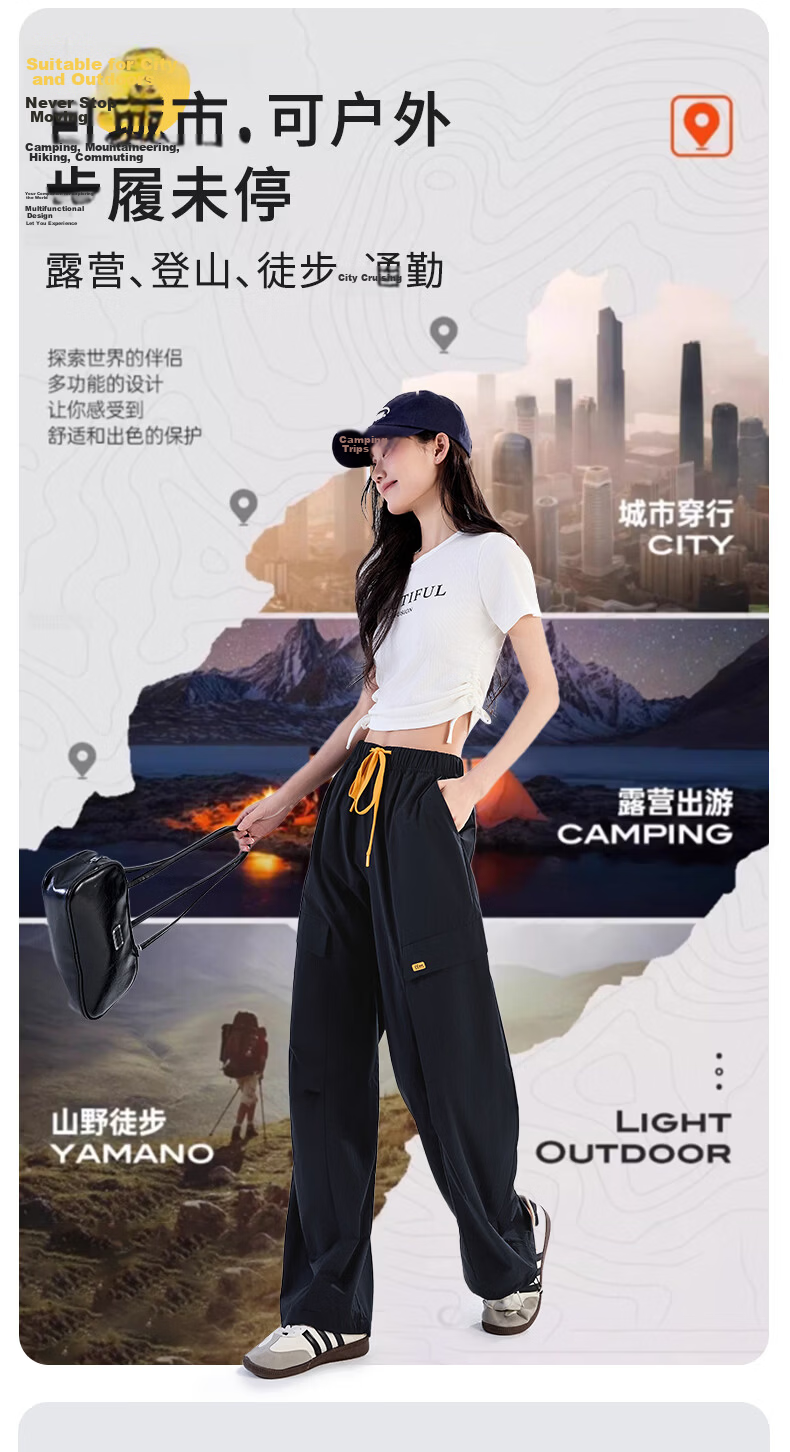 Langsha Women's Wide-Leg Cargo Pants 2026 Summer Thin Fashion Loose Breathable Casual Sports Straight-Leg Jogger Hiking Pants 12