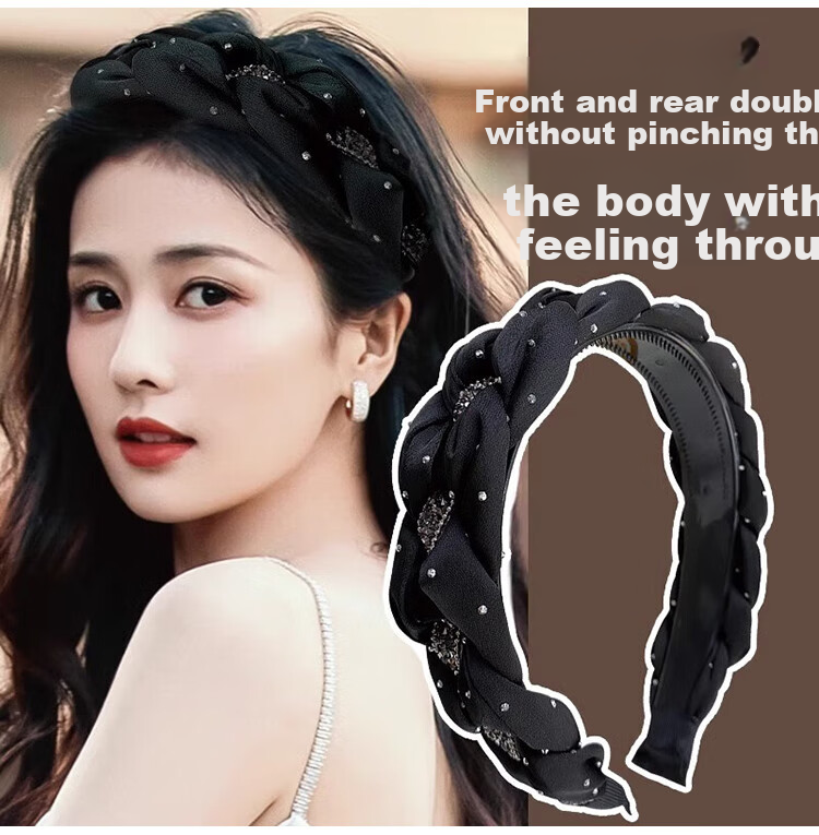 YeFeiLi Twisted Rhinestone Wave Headband Women's High-End Teeth Anti-Slip Hair Press Hair Accessories Premium Hair Clip 1