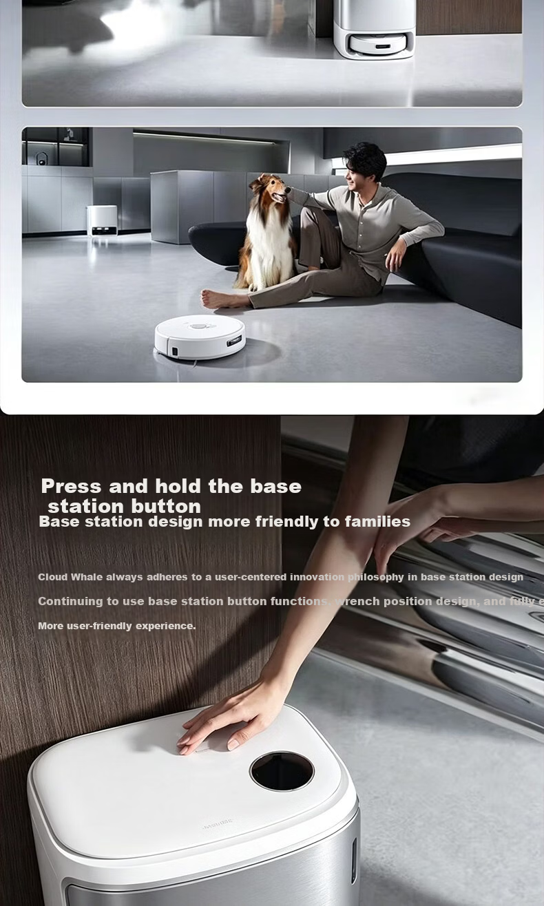 Cloud Whale Xiaoyao 002Max Disc Version AI Water Tank White 25kPa Hot Water Wash High Suction Sweeping and Mopping Robot Automatic Dust Collection Fully Automatic Robot Vacuum Cleaner 23