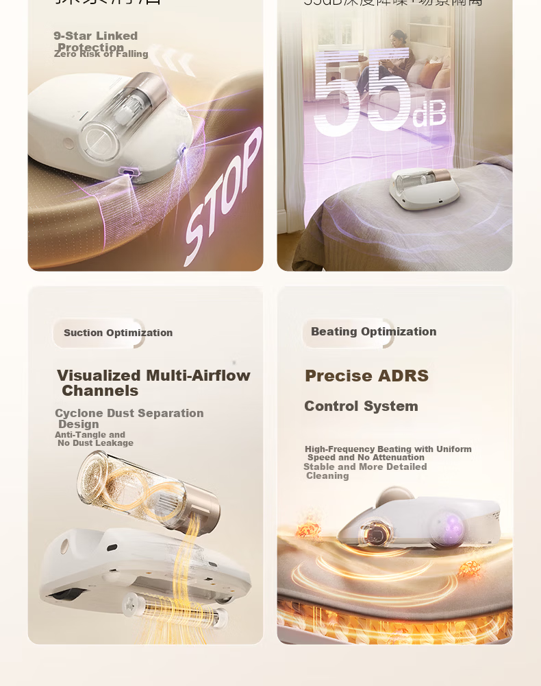 Miaowei Fully Automatic Bed Sweeping Robot Mite Removal Vacuum Cleaner UV Sterilization Pet Hair Cleaning Wireless Dark Gray 11