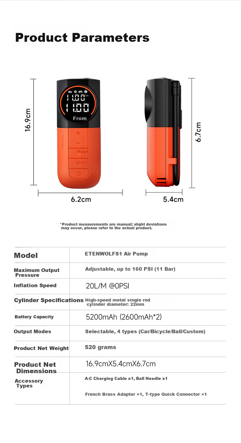 ETENWOLF V2 Car Air Compressor Electric Tire Inflator Wireless Tire Pressure Gauge Pump 14
