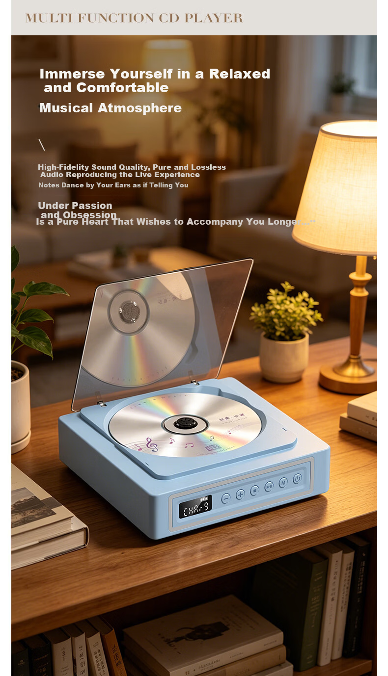 SAST CD Player All-In Music Player, Vintage Record Player, Audio Enthusiast Turntable, Fresh Blue 2888 3
