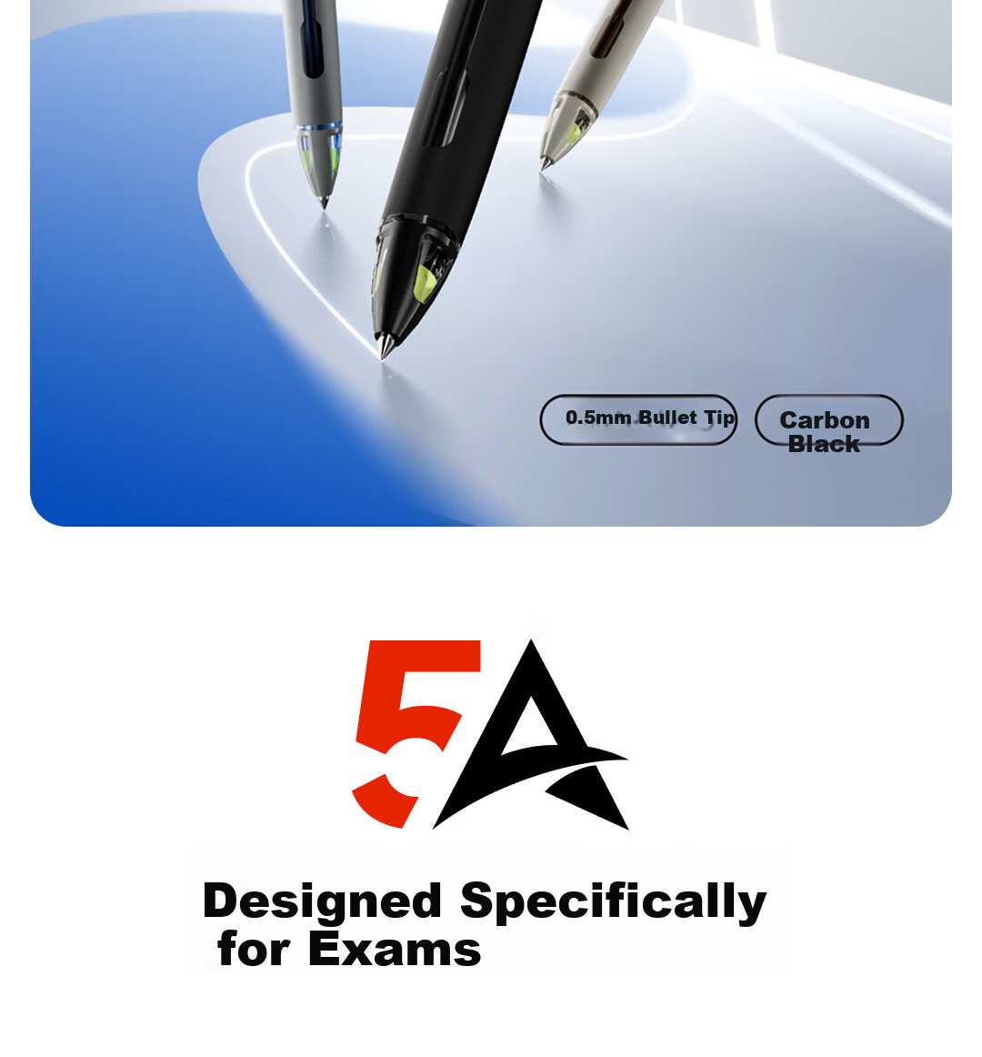 Dianshi 5A Retractable 0.5mm Black Carbon Neutral Pen Bullet Tip Double Ball Quick-Dry Smooth Student Exam Pen Transparent Barrel 12-Pack Back to School 3