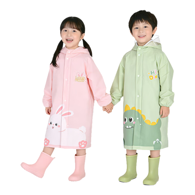 Deli Kids Raincoat for Primary and Secondary Students with Backpack Cover, Extended Full-Body Waterproof, Skin-Friendly and Soft