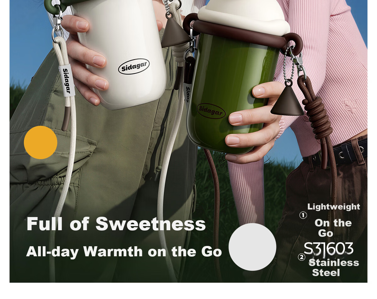 Shidajia Insulated Water Bottle for Women Outdoor Portable Straw High-Quality Seamless Liner Student Coffee Cup 2