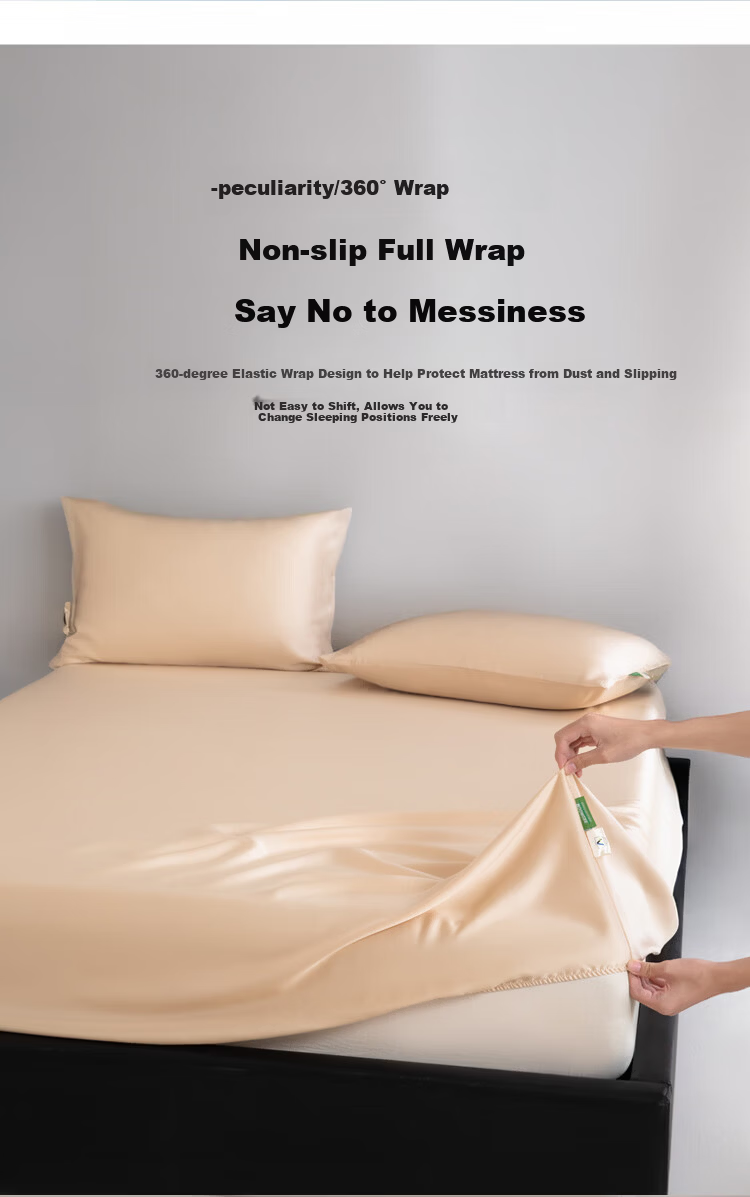 MUJI Class A 60S Lyocell Cooling Ice Silk Fitted Sheet Mattress Protector Bed Cover Summer Silky Bed Sheet 1.8x2m 6