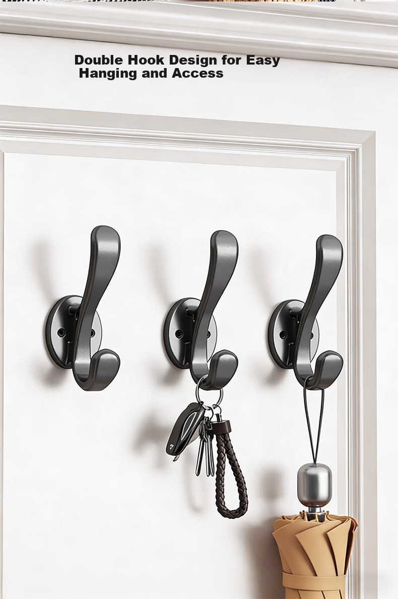 Baoshi Door-Back Hook, No Drilling Required, Coat Rack Storage Shelf, Heavy-Duty Load-Bearing Aluminum Alloy, Super Strong Adhesion, Bedroom 6