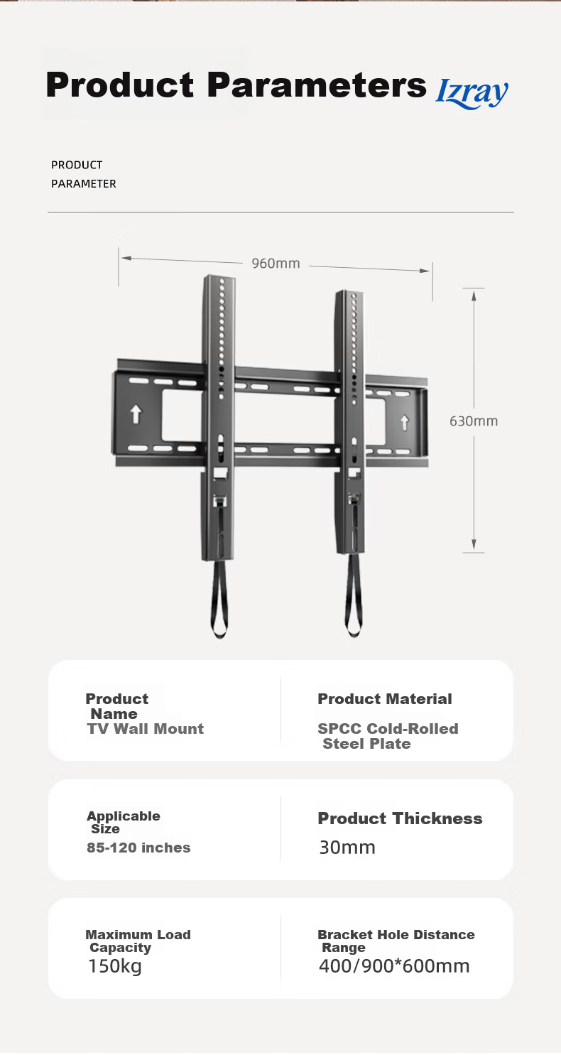 Aizhiri TV Wall Mount Bracket (85-120 inch) Thickened Ultra-thin Wall-mounted TV Stand Compatible with Xiaomi Samsung Hisense TCL Thunderbird Skyworth and More 13