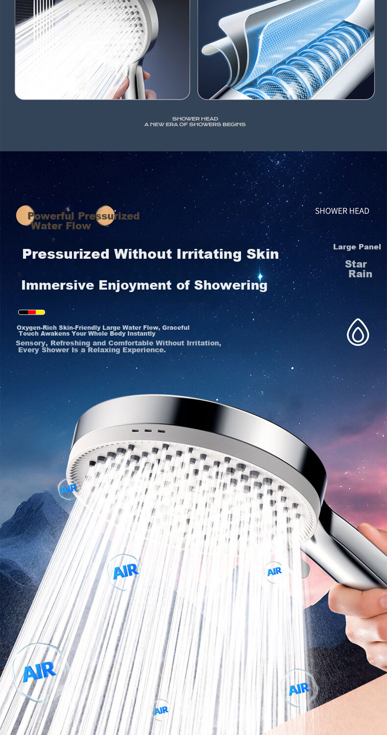 HOMK German High-Pressure Shower Head with Powerful Water Flow, Shower Sprayer, Large Water Output, Showerhead 3