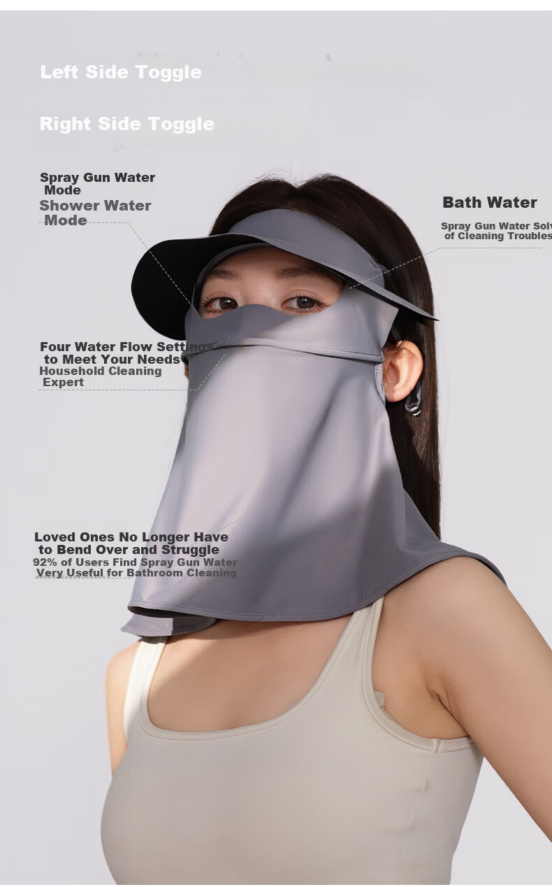 Yalu Sunscreen Face Mask 3D Neck Protection Women's Facekini with Brim UV Protection Black Coated Full Coverage Mask 2