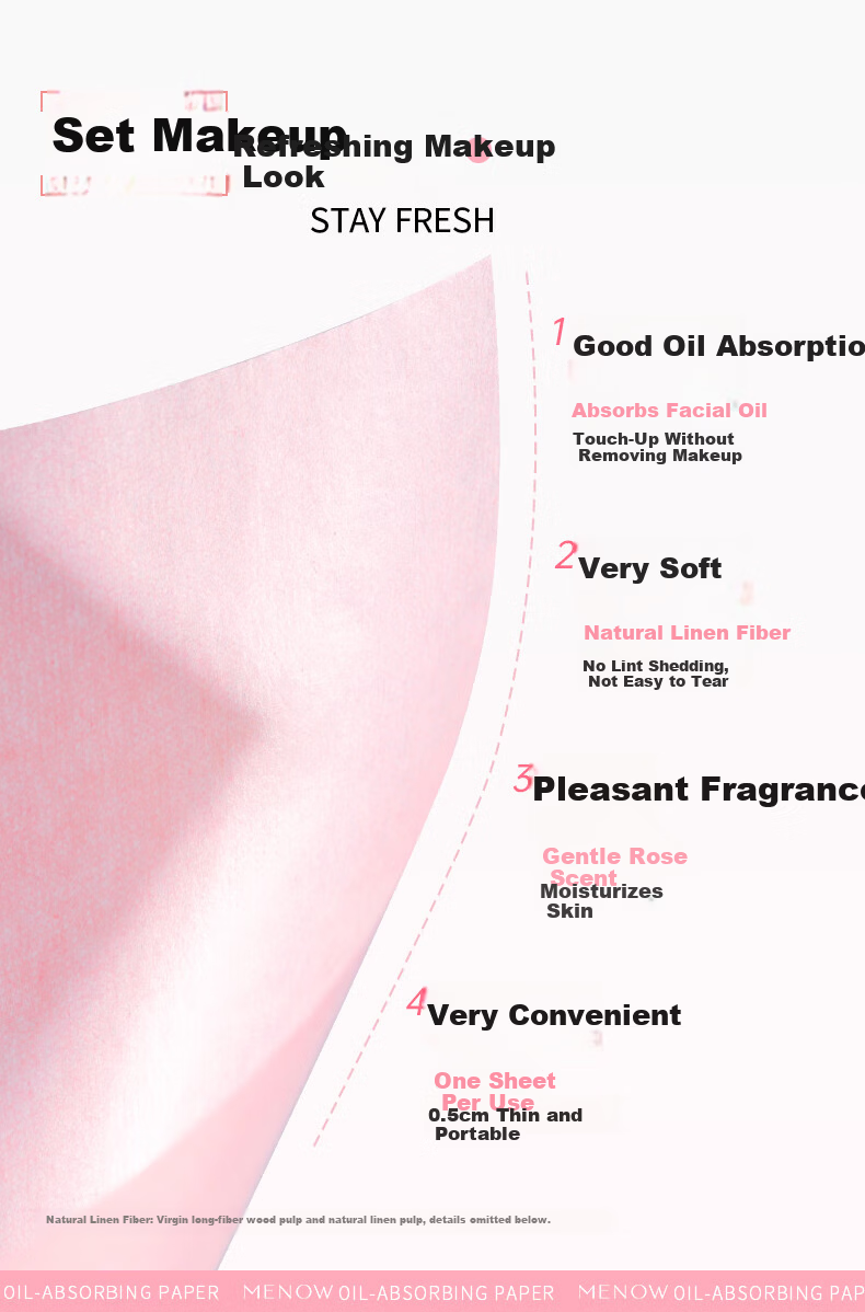 Minoo Oil Absorbing Paper for Women and Men, Facial Oil Control with Puff, Portable Oil Blotting Sheets 4