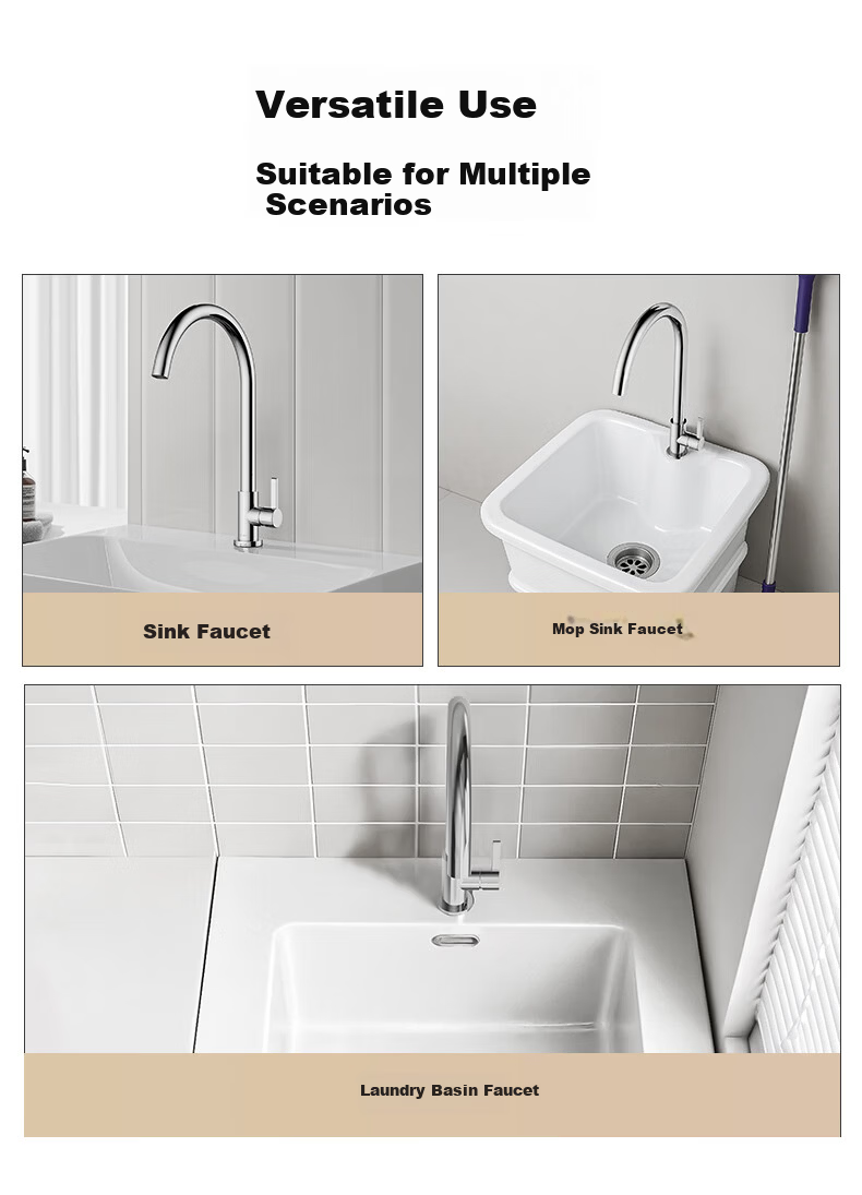 JOMOO Kitchen Sink Faucet Single Cold Quick Open Swivel High Arc Pipe Single Cold Faucet 77038 22