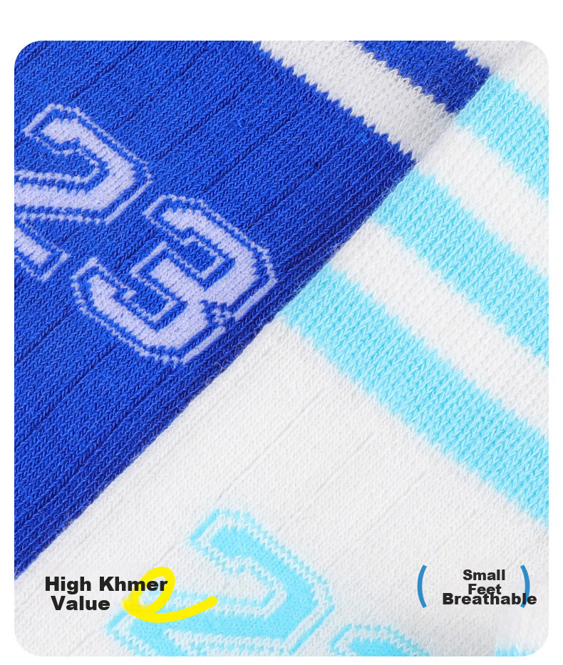 Barbie Kids Soccer Socks Spring and Autumn High Tube Sports Socks Boys Basketball Socks Mid Tube Over-the-Knee Socks White+Blue 2 Pairs Set 6