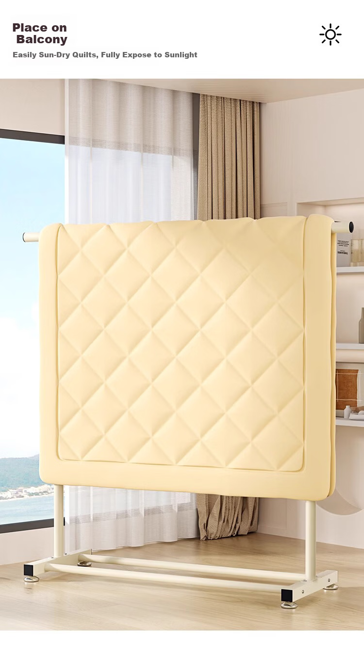 Yemai Floor Clothes Drying Rack Balcony Clothes Rod Bedroom Home Dormitory Hanger Pulley Type 1.5m Milk White 10