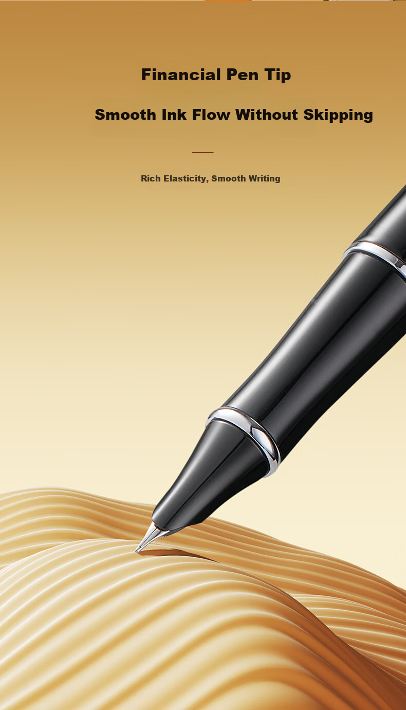 Pimio Fountain Pen And Signature Pen Set for Elementary School Students Grades 4-6, Beginner Writing Practice Stationery Set, 606 Ink Gift Box Graduation Present, Gold 6