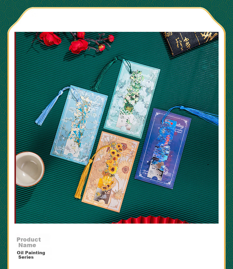 Tianshun Vintage Oil Painting Bookmark High-End Exquisite Metal Van Gogh Bookmark Classical Creative Aesthetic Birthday Gift for Girls Cultural and Creative Student School Opening Reward Simple Packag 4