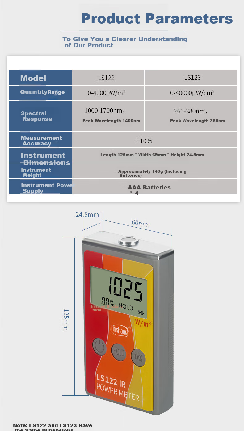 Linshang LS123 UV Power Meter Solar Film Sunscreen Clothing UV Blocking Effect Tester Radiometer 4