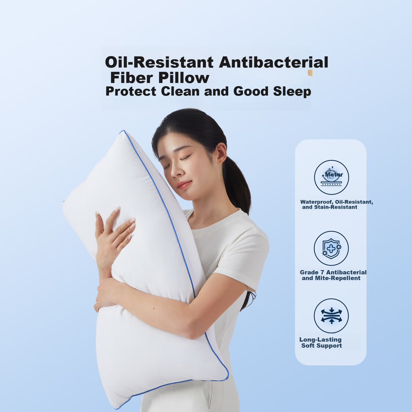 Shenqi Little Deer Three-Proof Antibacterial Fiber Pillow Adult Soft Pillow Hotel Soft White Pillow Home Single Deep Sleep Pillow