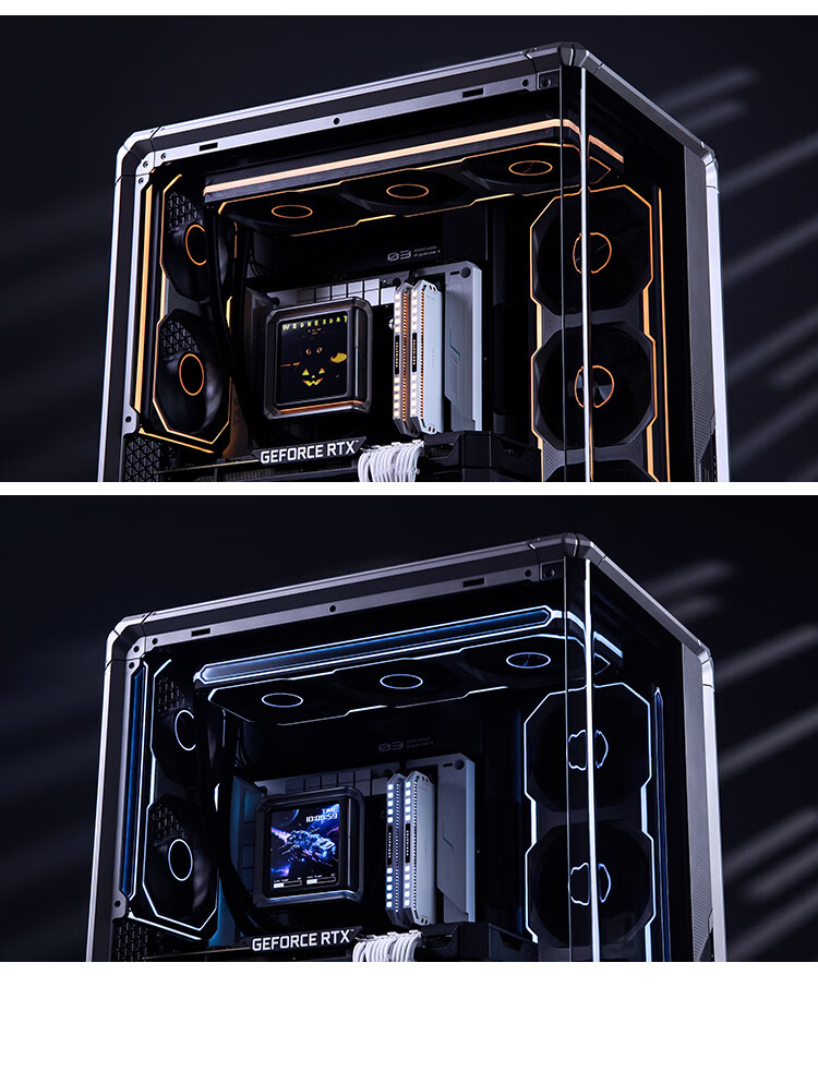 JONSBO XA-240WR Shadow Blade White Reverse Blade 12CM*2 Case Fans (Dual Frame Lighting/Color Blocking/2-in-1/ARGB Sync/PWM Male-Female Connector) 18