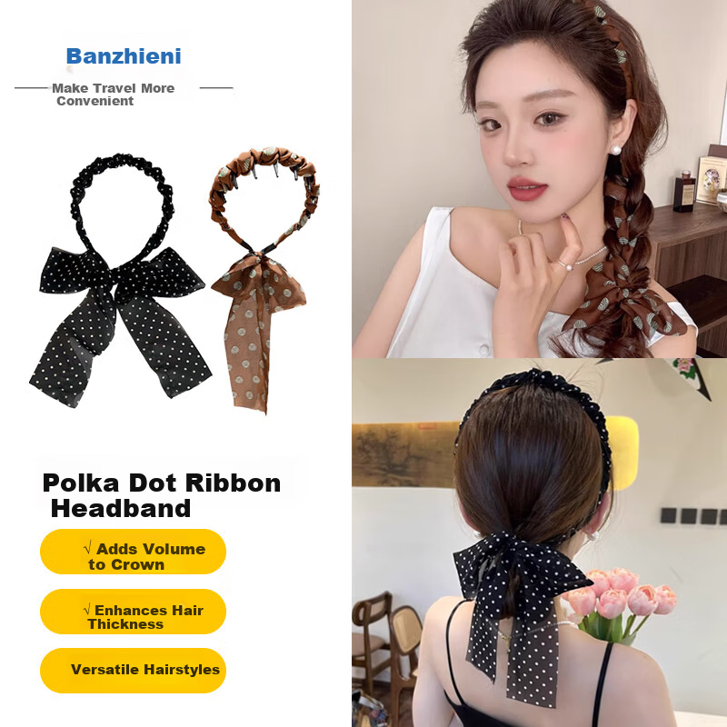 Banjeni Ribbon Hair Clip Headband for Women Wide High Crown with Teeth Short Hair Friendly Cute Lightweight Luxury Minimalist Premium Feel