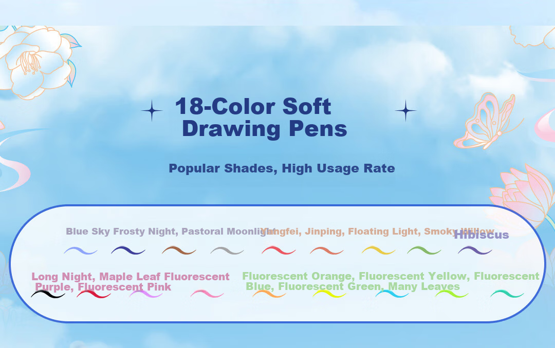 Dianshi Pen Set [Children's Day Gift] Dream Flower Garden Soft Drawing Pen Gift Box Elegant Hand-Painting Set 32-Piece High-Value Set Girls Birthday Gift 3827E 9
