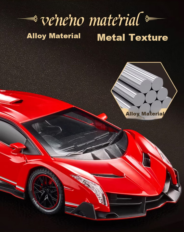 Fozao Lamborghini Sports Car Model Children's Educational Toy Boys Birthday Gift Poison Collection Silver + Leather Dust Cover 6