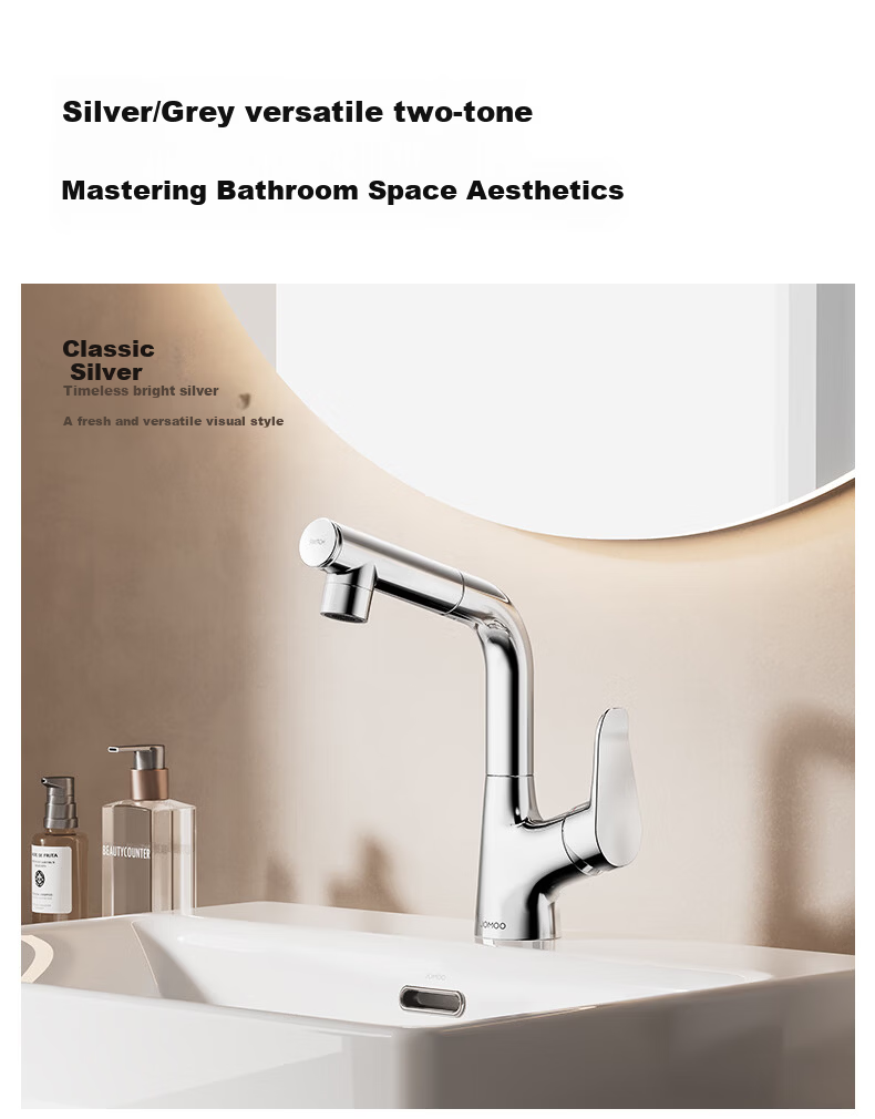 JOMOO Basin Faucet Gun Gray Pull-Out Hot and Cold Full-Range Bathroom Sink Faucet 32710-649/HBS-Z 7