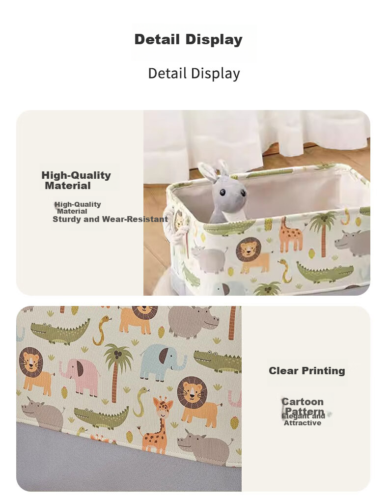 40,000 Kilometers Cartoon Fabric Toy Storage Box Large Thickened Foldable Children's Laundry Basket Baby Miscellaneous Storage Bin 8
