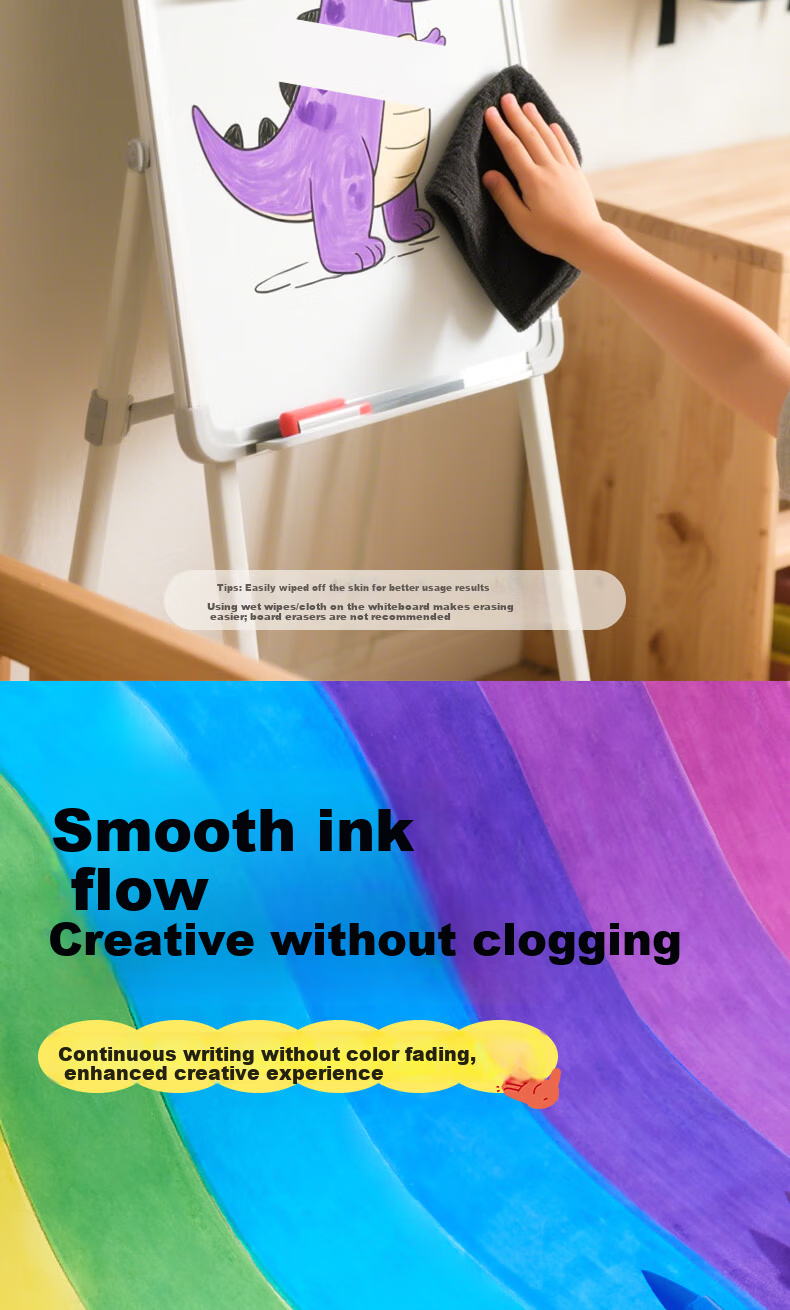 Touch Mark Colored Whiteboard Markers Soft Tip 8 Colors Washable Erasable Markers Large Capacity for Kids Early Education Doodle Board Writing Blackboard Pens for Children Students 5