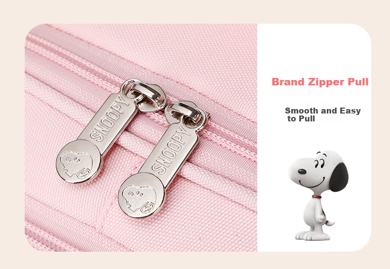 SNOOPY Lightweight Primary School Backpack Children's Ergonomic Anti-Back Pain Shoulder Bag for Grades 1-3 Pink Small Size 12