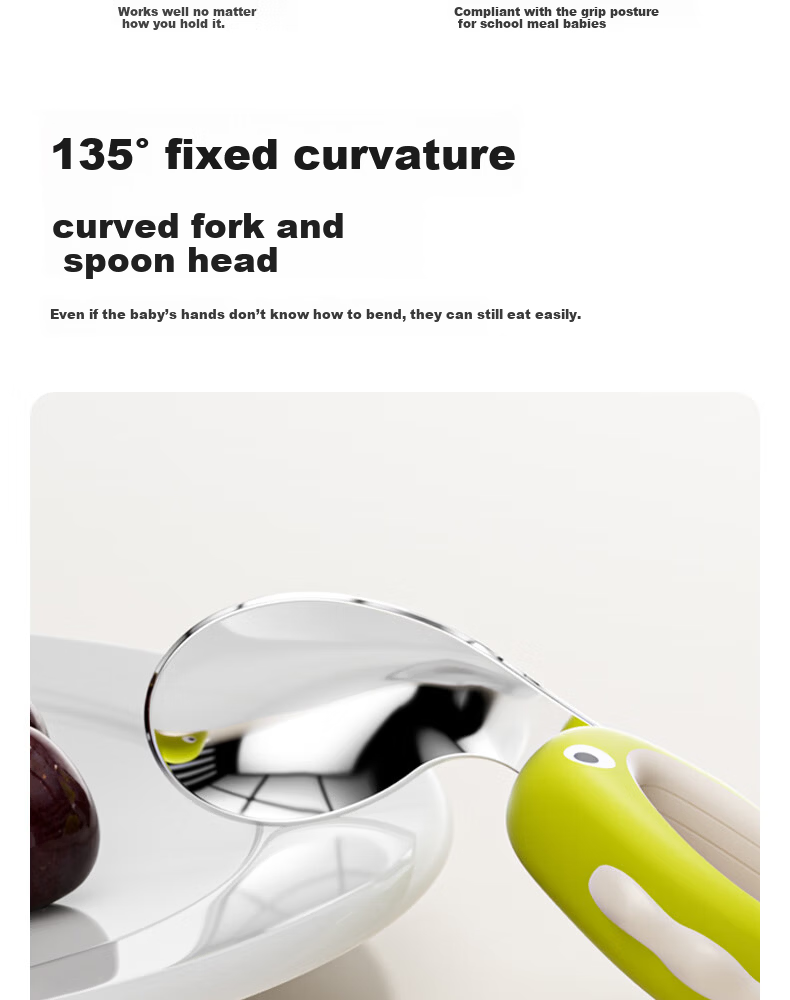COOKSS Baby Spoon and Training Fork Set 316 Stainless Steel Children's Self-Feeding Utensils 4