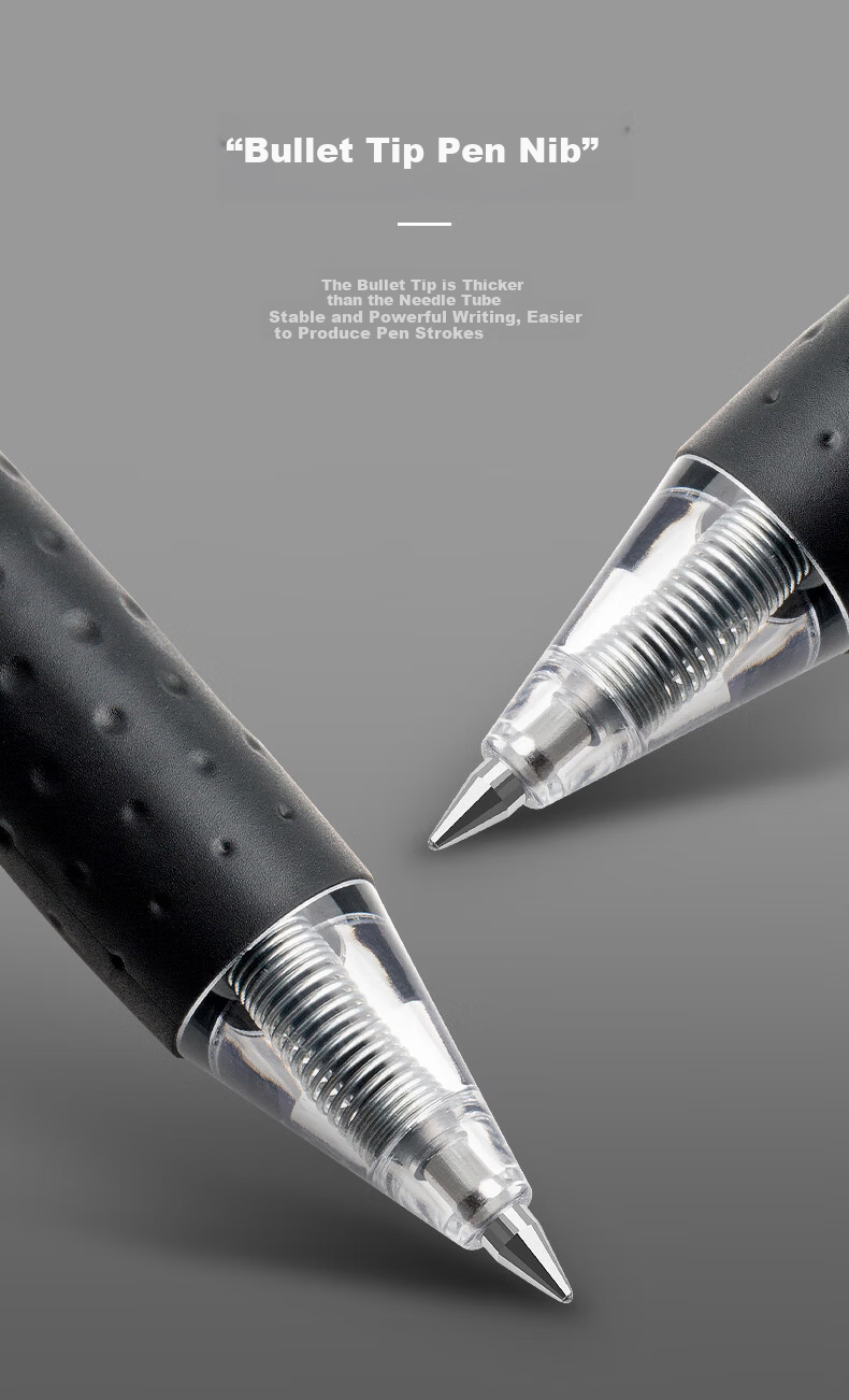 AIHAO Back-to-School Essential 0.5mm Black Retractable Gel Pen Bullet Tip Student Exam Writing Office Carbon Ink Pen 12-Pack 6