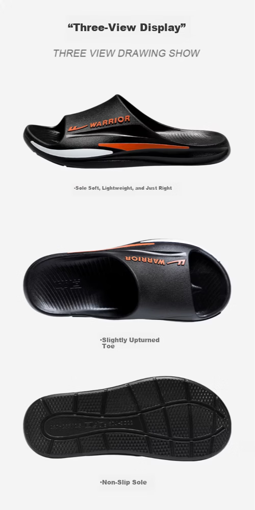 Warrior Men's Indoor Outdoor Slippers Shower Non-Slip Odorless Quiet Quick-Dry Sandals HL3C22 Black Size 42-43 9