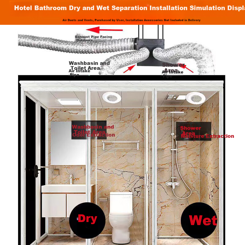 Nedfon DPT10-11 Dual Outlet Exhaust Fan Bathroom Hotel Duct Ventilation Split Ventilator Extractor Fan 8