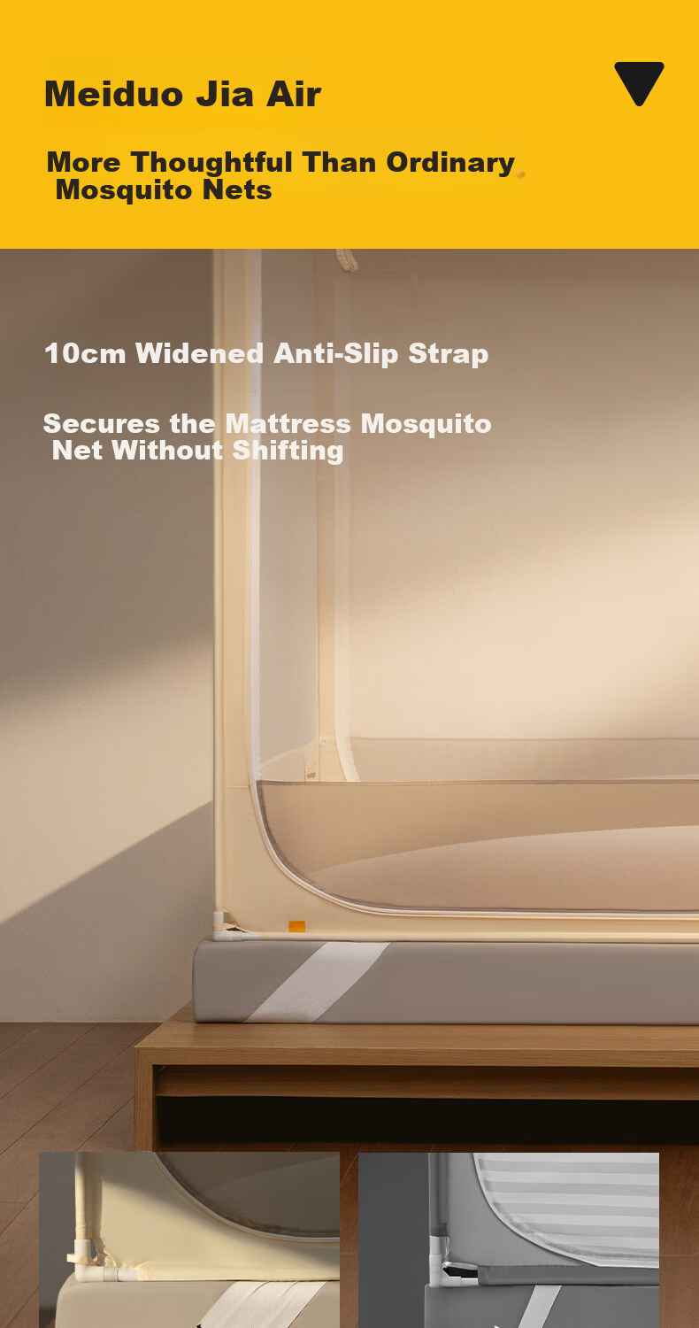 Meiduo Jia Air2 Baby Anti-Fall Mosquito Net Bed Rail 1.2x2m Home Light Blue with Threaded Three-Way Connector and Straps 16