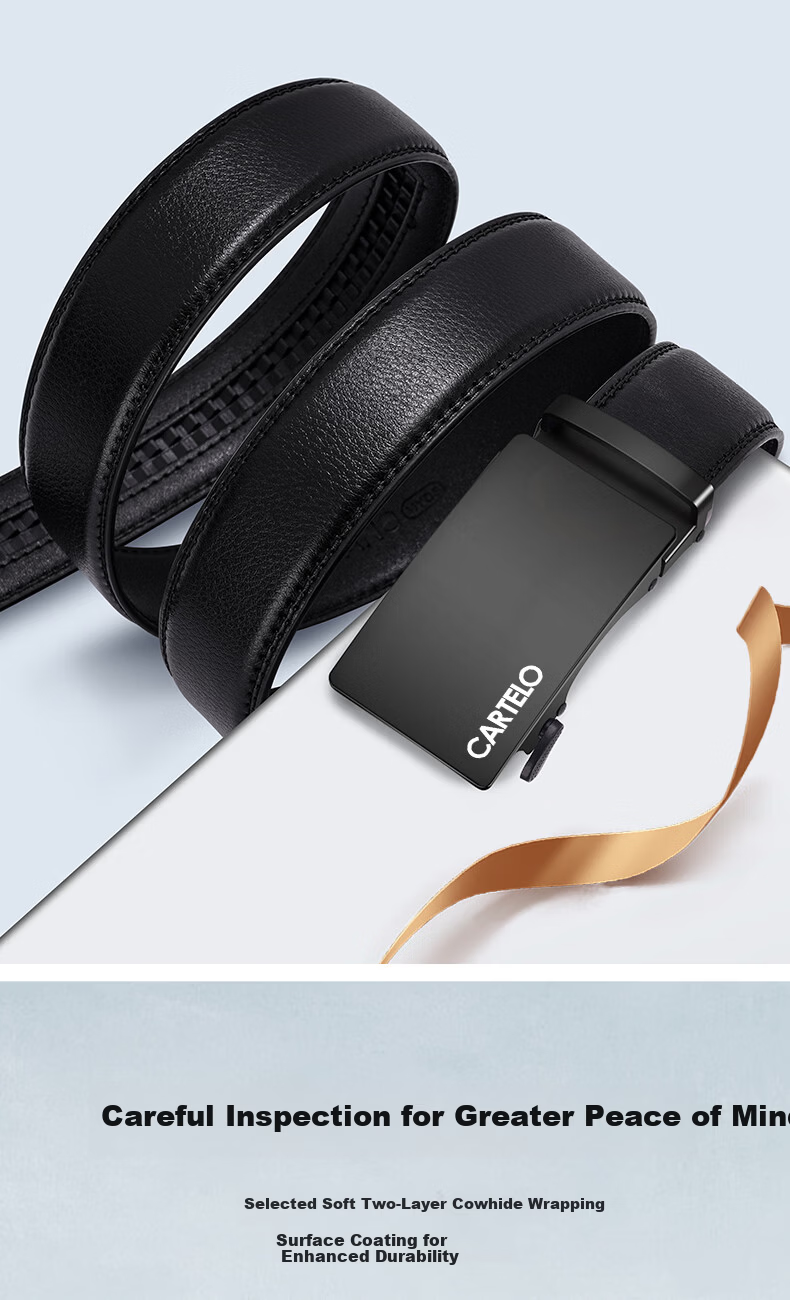 CARTELO Men's Genuine Leather Automatic Buckle Business Casual Belt Birthday Gift for Boyfriend Husband Dad Father 8