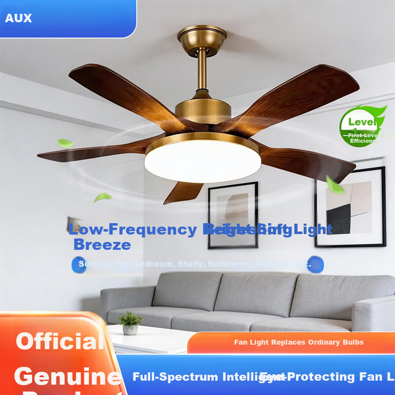 AUX Ceiling Fan Light Integrated Inverter High Wind Quiet Fan Lamp Living Room Ceiling Light