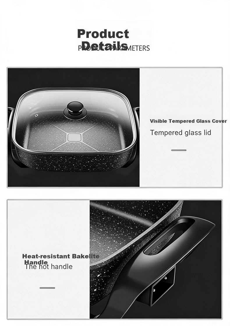 Yiduo 5L Maifan Stone Multifunctional Electric Cooker Multi-Functional Electric Frying Pan Korean Electric Hot Pot Non-Stick Dormitory Cooking Grill Fish All-in-One Small Electric Pot XBJT-HG211 13