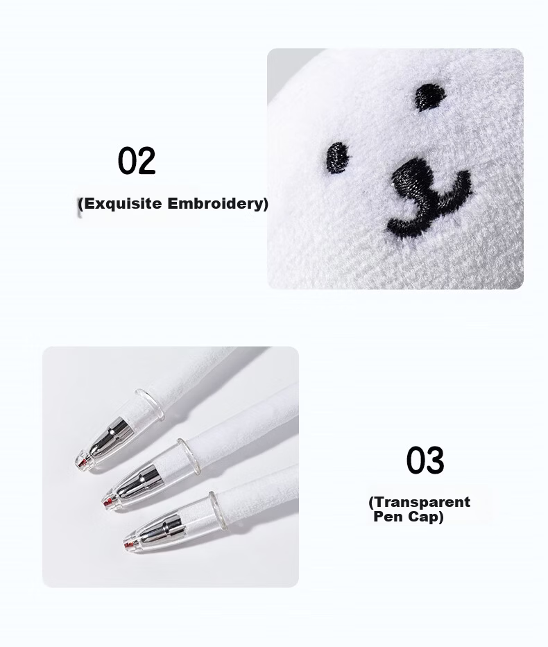 Deli Self-Deprecating Bear Retractable Gel Pen, Cartoon Embroidery Squeeze Pen, 0.5mm Bullet Tip, High-Quality Student Gel Pen, Black Single Pack ZCX010 for College Entrance Exam 10