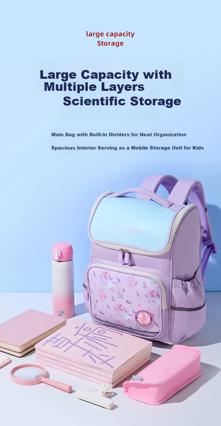 Disney Elementary School Backpack for Grades 1-3 Boys and Girls Breathable Lightweight Large Capacity Water-Resistant School Bag 3