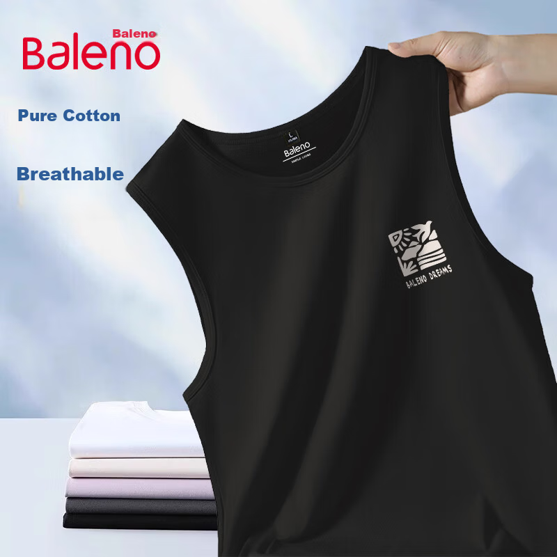 Baleno Men's Cotton Vest Summer Breathable Basic Sports Fitness Sweat-Absorbing Basketball Loose Casual Tank Top 19