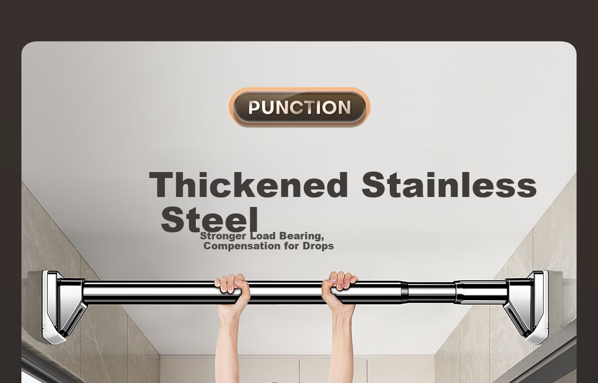 Futuristic No-Drill Telescopic Clothes Drying Rod 304 Stainless Steel Balcony Clothes Rack Wardrobe Hanging Rod Gun Gray 100-170cm 13
