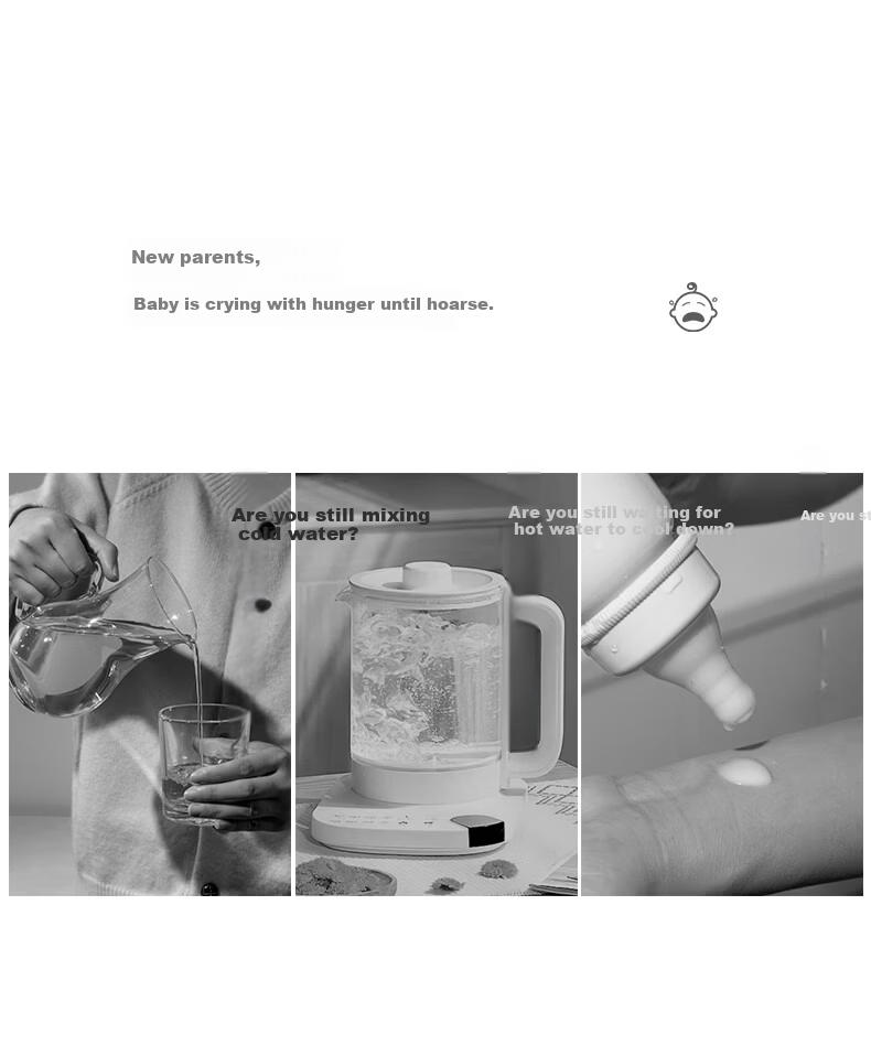 GLASSLOCK GAILANG 1.3L Glass Temperature-Controlled Kettle Baby Formula Warmer Infant Grade Hot Water Kettle 3