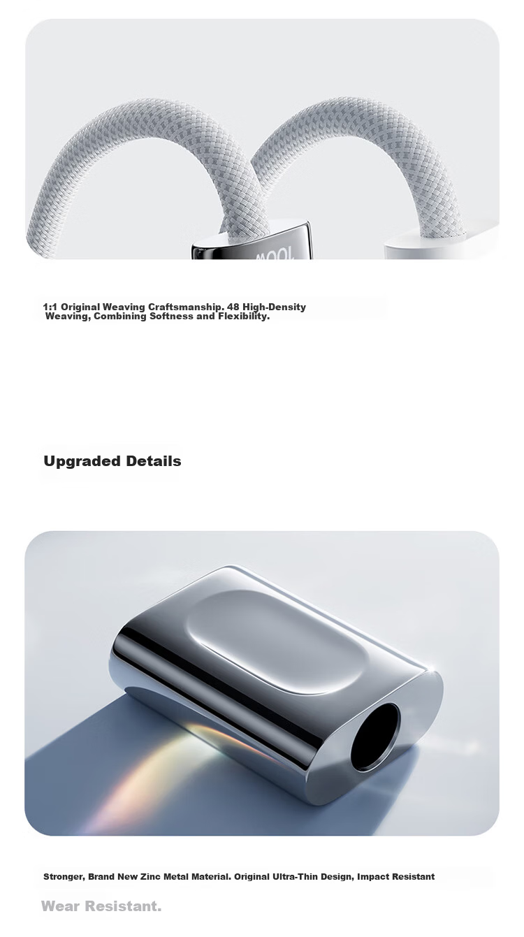 BASEUS Apple 17/16/15 Dual-Head Type-C Charging Cable PD 100W Fast Charge CtoC 5A for iPhone 17/16e/15 iPad Pro Laptop 3
