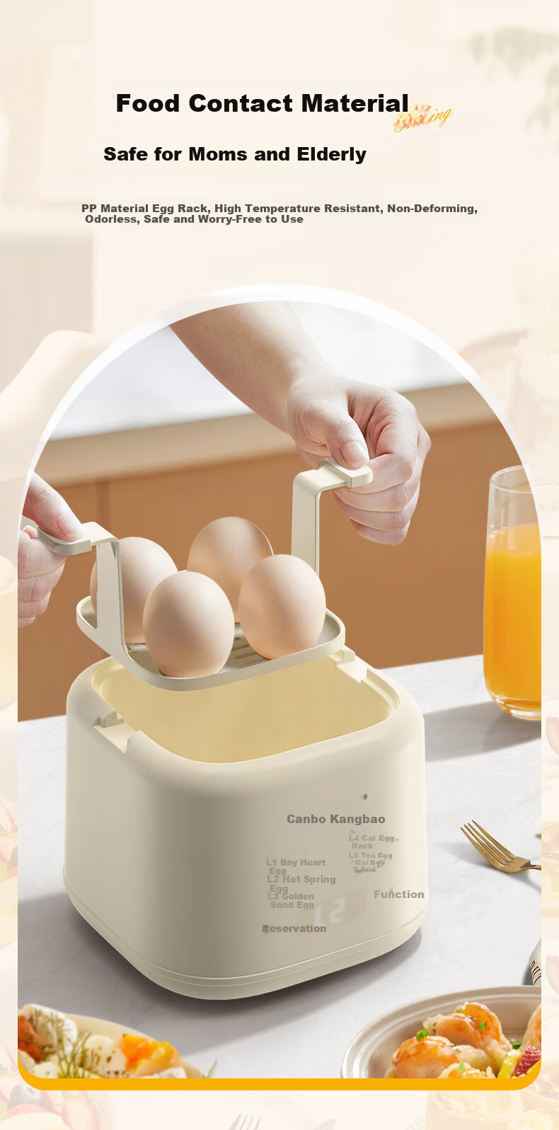 Canbo Egg Cooker Steamer Soft-Boiled Egg Maker 24H Smart Reservation Mini Steamer Breakfast Machine SLH-ZDQ01 10