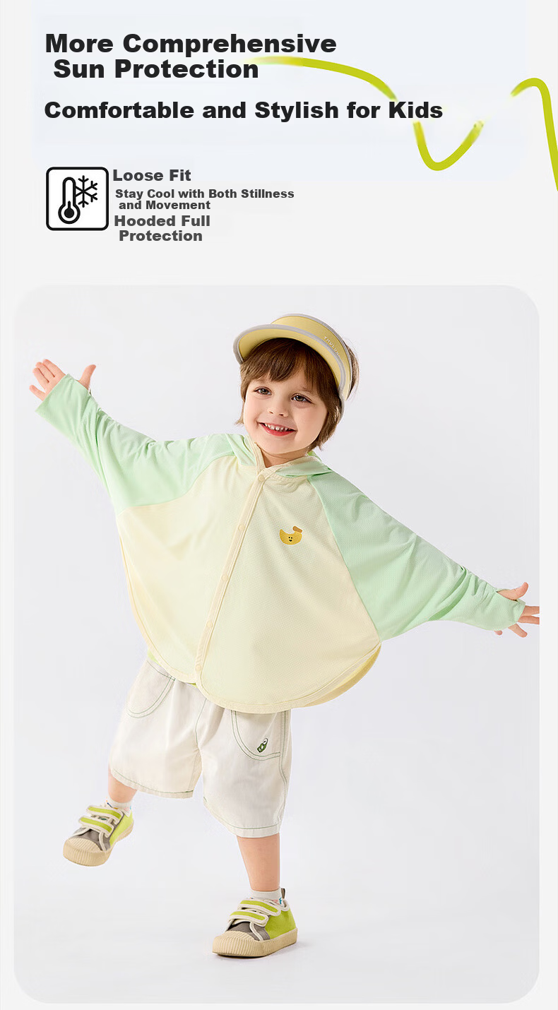 Dudu Kids [UPF50+] Baby Sun Protection Jacket Summer Children's Lightweight Coat Boys Girls Green 110 6