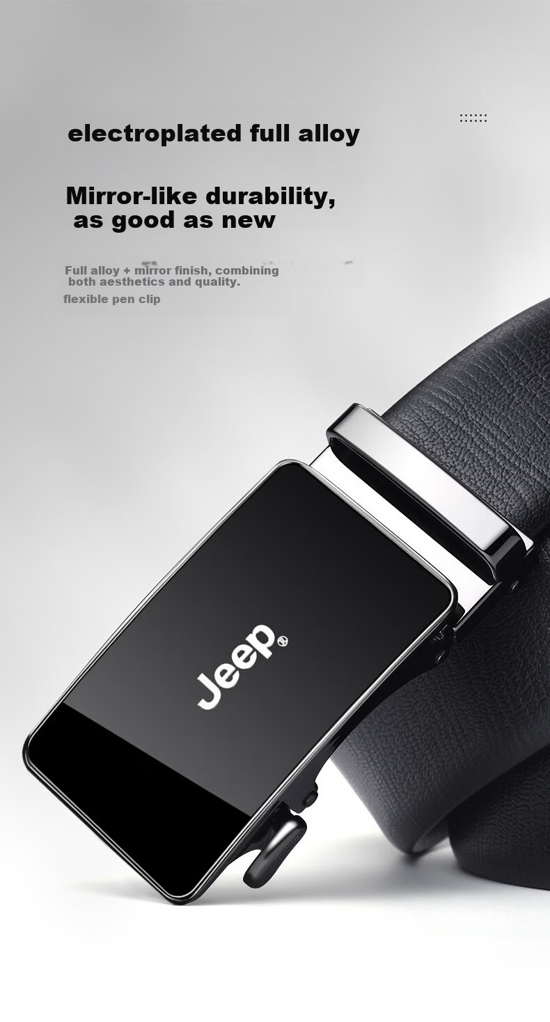JEEP Men's First Layer Genuine Leather Automatic Buckle Belt 2026 New Cowhide Waistband Father's Day Gift for Dad 7