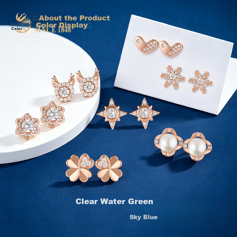Lao Feng Xiang Light Luxury Pure Love Weekday Earrings Gift Box Set for Girlfriend Valentine's Day Gift