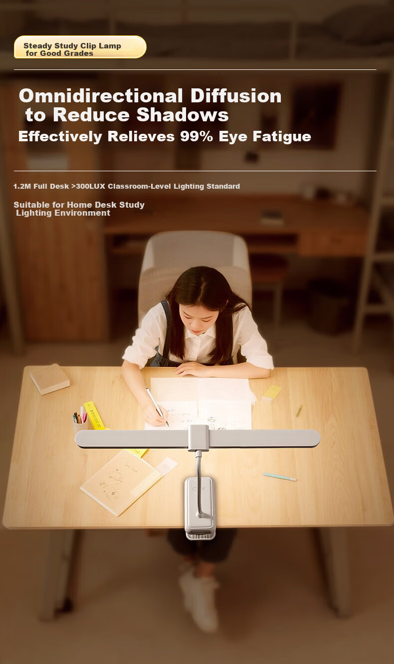 Datouren Grade A Rechargeable Desk Lamp Long Battery Life Clip Light Bedroom College Dormitory Study Eye Protection Lamp 6000mAh 20