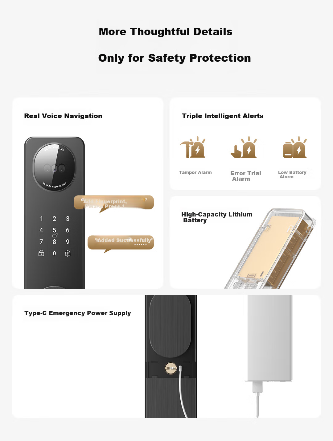 Leader Home Smart Door Lock, Fingerprint Password Lock, Anti-Theft Door Lock, Electronic Lock, Installation Included, Intelligent Fingerprint Password Lock E200 12